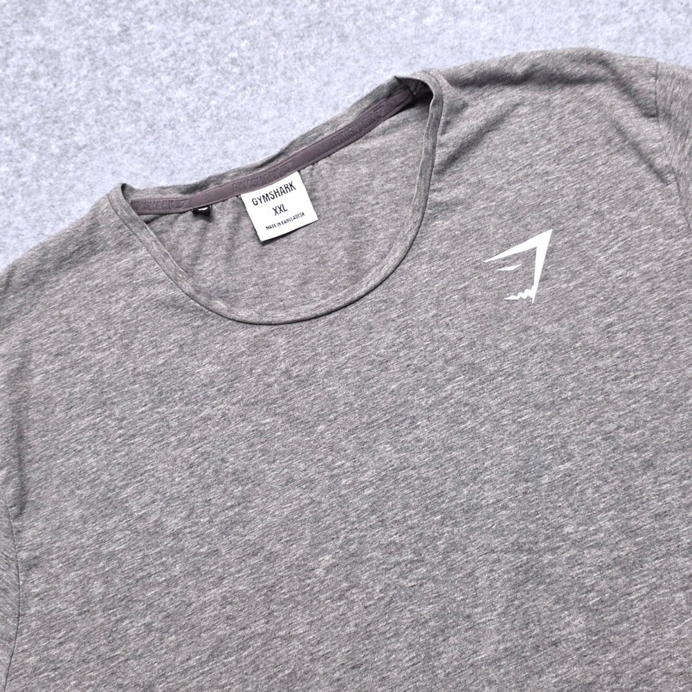 Gymshark Grey Marl T-Shirt Men's XXL‎ Short Sleeve Logo Athletic Gym Workout